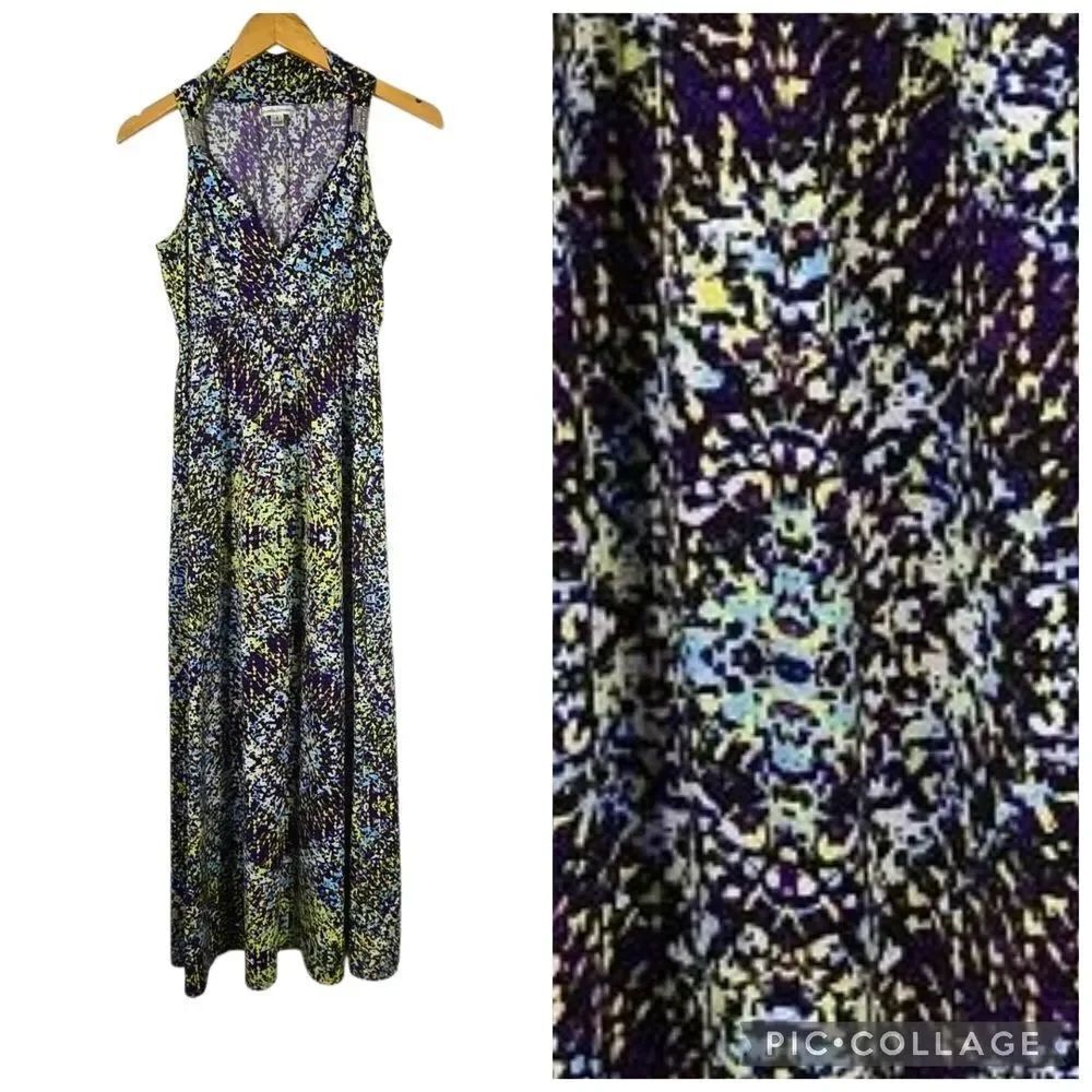 John Paul Richard Blue and Green Patterned Boho Maxi Dress